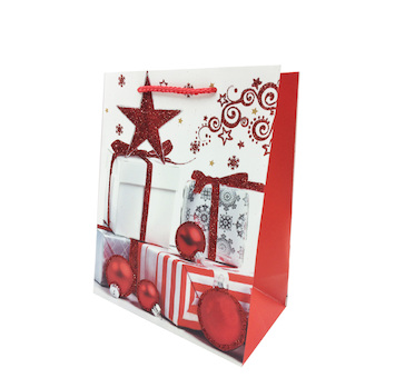 Dárková taška papírová vánoční červená